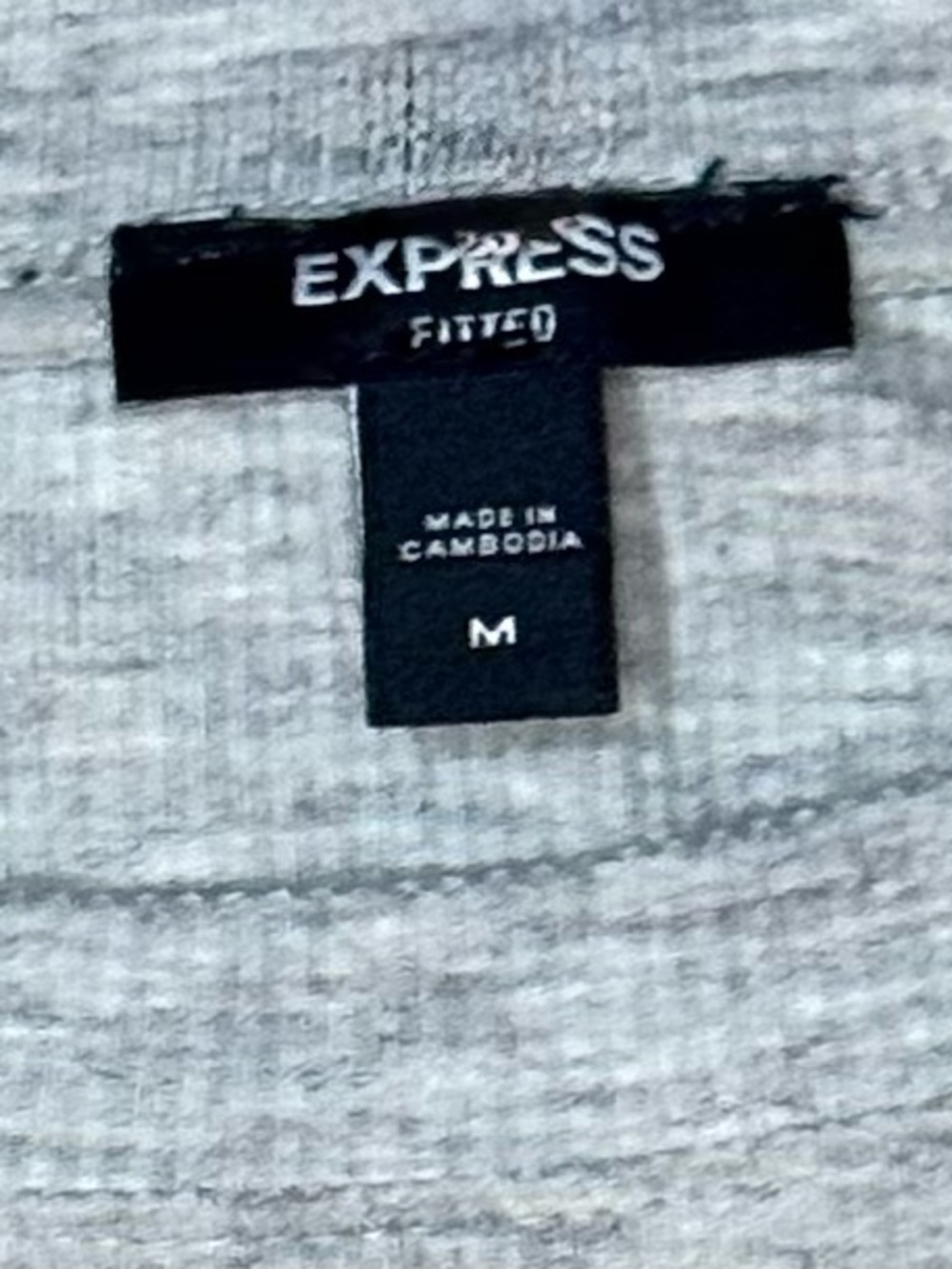 Express Fitted Ribbed Tee Heather Gray Crew Neck Stretch Top Size Medium - Picture 3 of 5